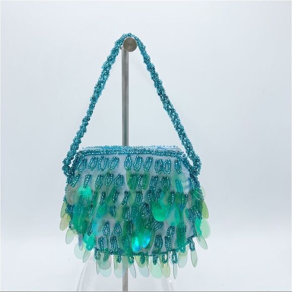 Girls‎ Aqua Beaded and Sequin Coin Dress-Up Purse Bag - Picture 1 of 8